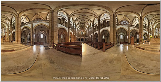 Panorama Kath. Pfarrkirche St.Maria (Marienkirche) Landau i.d.Pfalz, Innenraum: Altarraum rechts; equirectangulare Darstellung